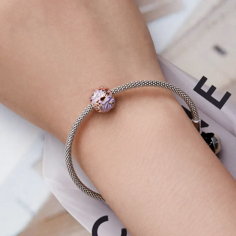 (slika za) Obesek vijolične vrtnice v stilu Pandora - BSC644 - Ogled 5