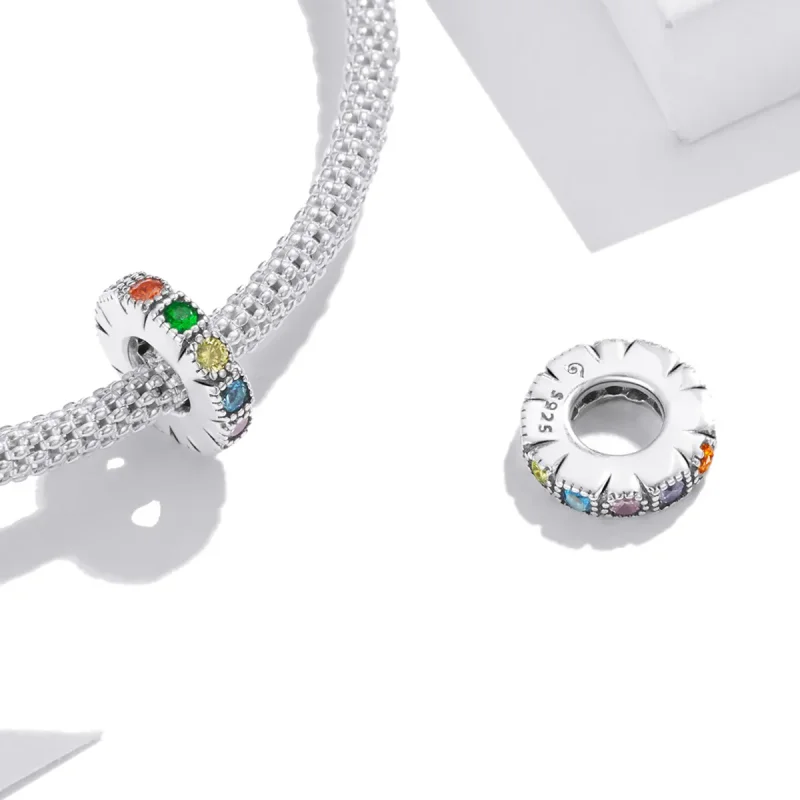 (slika za) Obesek z distančniki iz mavričnih kamnov v stilu Pandora - BSC473 - Ogled 4