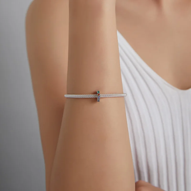 (slika za) Obesek z distančniki iz mavričnih kamnov v stilu Pandora - BSC473 - Ogled 5