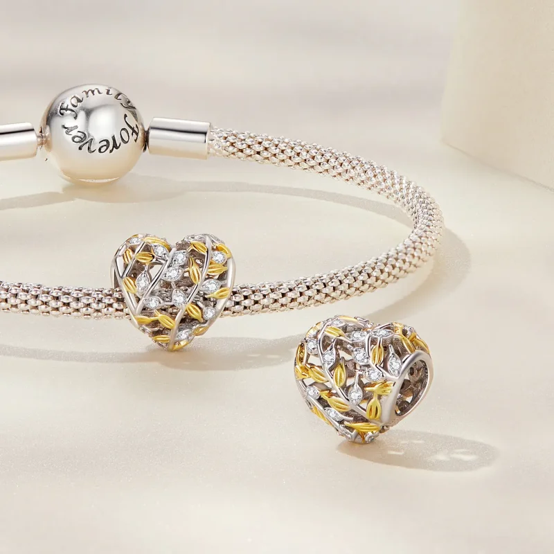 (slika za) Obesek z listi v obliki srca Pandora - BSC672 - Ogled 3