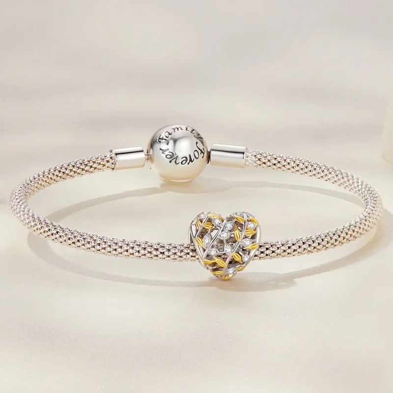 (slika za) Obesek z listi v obliki srca Pandora - BSC672 - Ogled 4