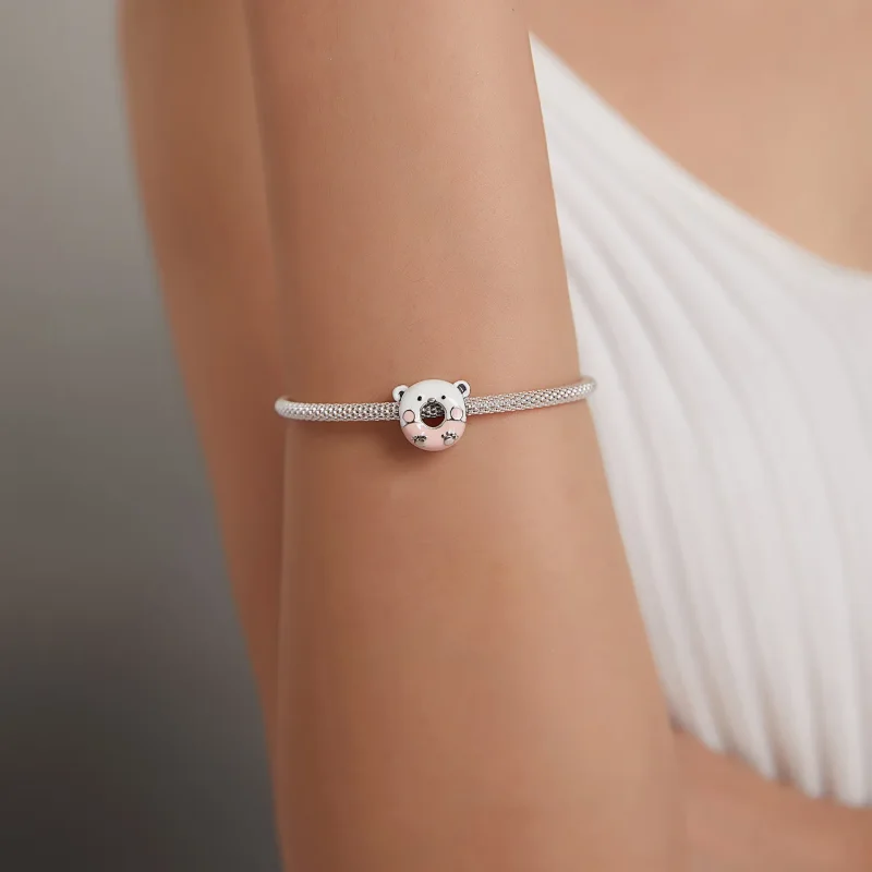 (slika za) Obesek z medvedkimi krofi v stilu Pandora - SCC1876 - Ogled 5