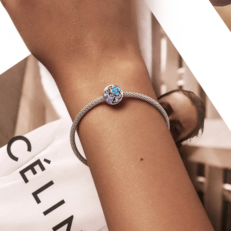 (slika za) Obesek z rožami in metulji v stilu Pandora - SCC2061 - Ogled 5