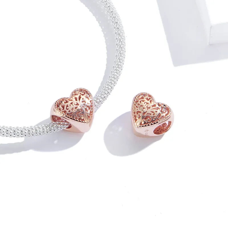 (slika za) Obesek za družinsko drevo iz rožnatega zlata v stilu Pandora - BSC215 - Ogled 3