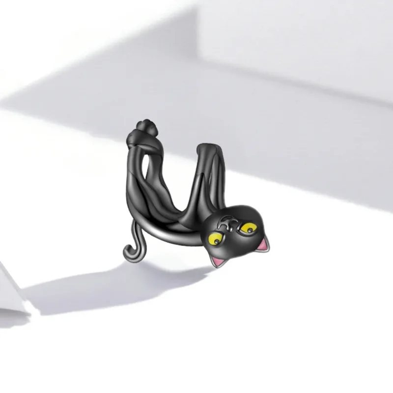 (slika za) Obesek za ljubko črno mačko v stilu Pandora - BSC520 - Ogled 2