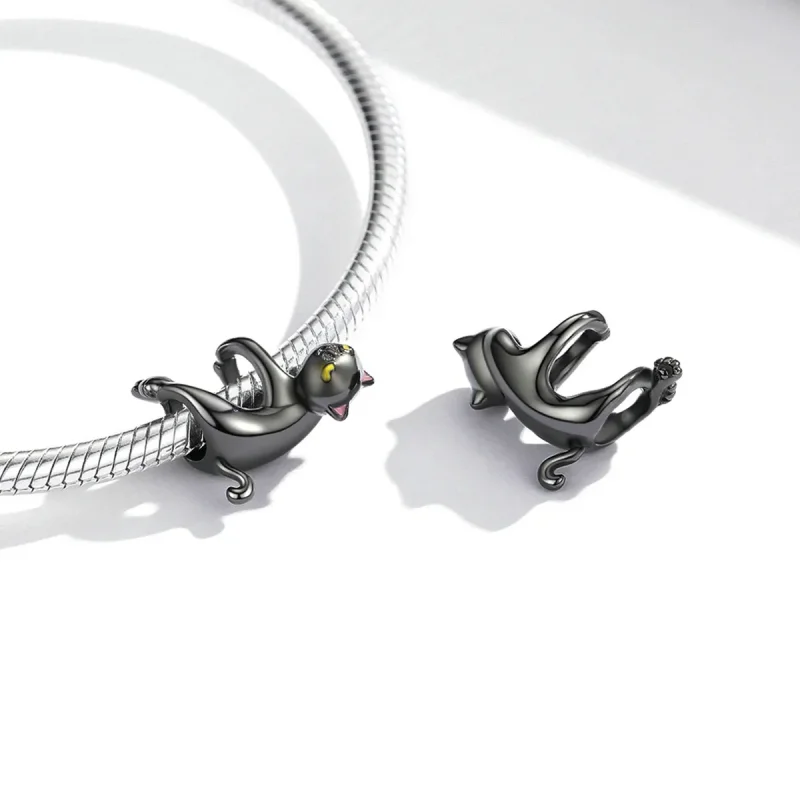 (slika za) Obesek za ljubko črno mačko v stilu Pandora - BSC520 - Ogled 4