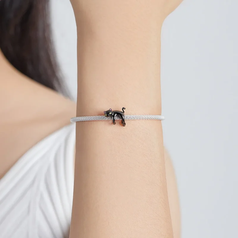 (slika za) Obesek za ljubko črno mačko v stilu Pandora - BSC520 - Ogled 5