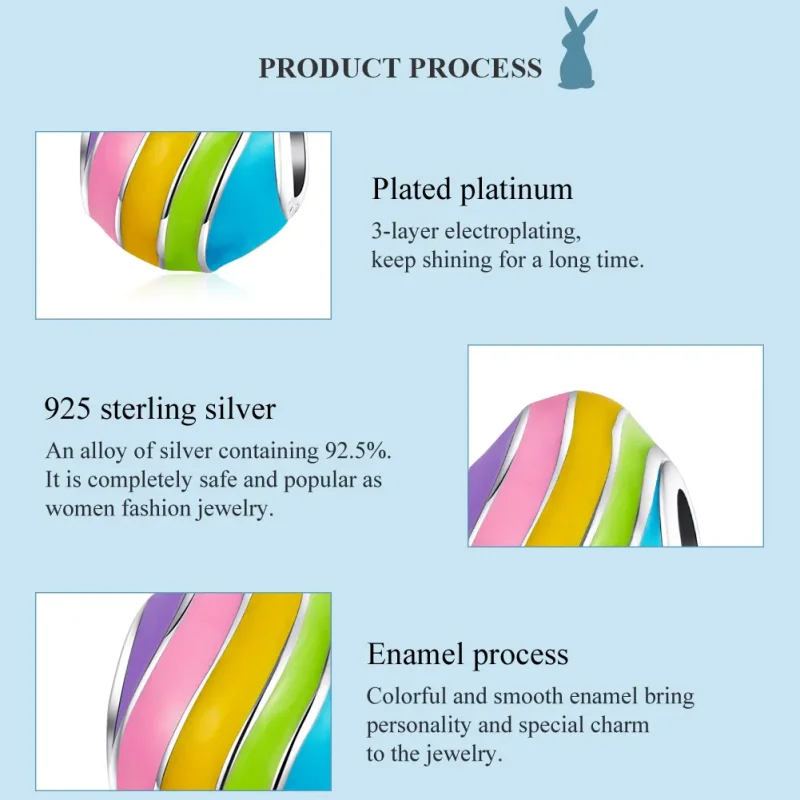 (slika za) Obesek za srebrno velikonočno jajce v stilu Pandora - BSC223 - Ogled 7