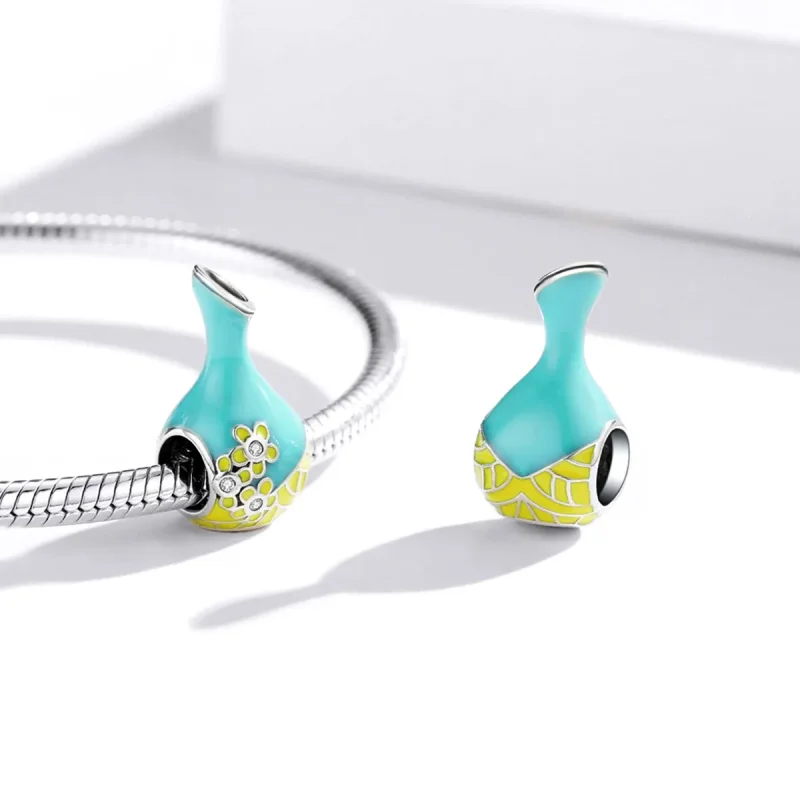(slika za) Obesek za steklenico vina Mint Green v stilu Pandora - SCC1920 - Ogled 4