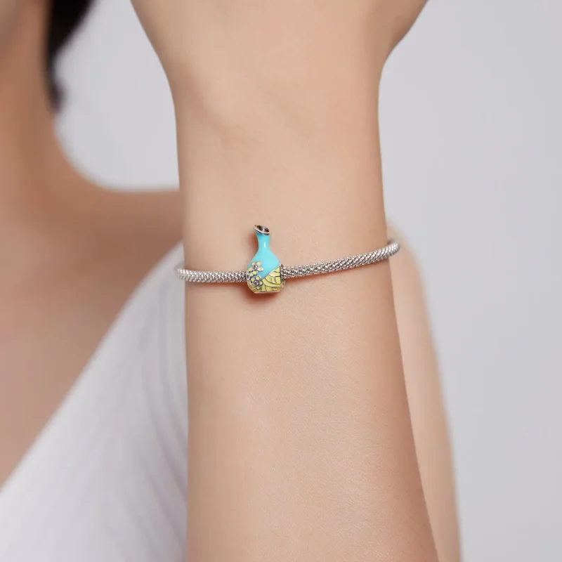 (slika za) Obesek za steklenico vina Mint Green v stilu Pandora - SCC1920 - Ogled 5
