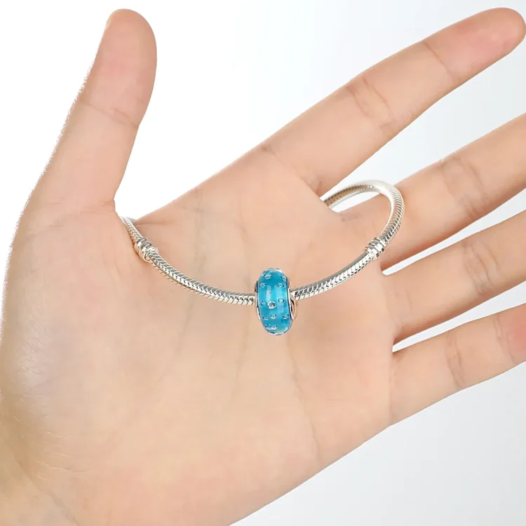 Pandora Style Blue Trend z obeskom iz muranskega stekla z navojem - SCZ029