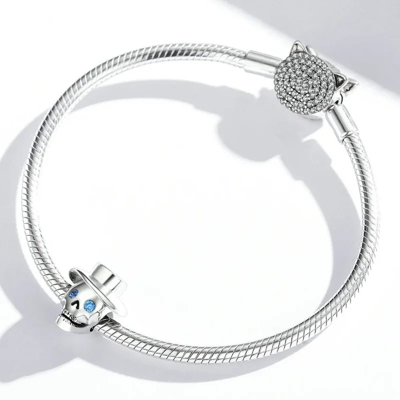 (slika za) Pandora Style Gentleman Skull Charm - BSC525 - Ogled 4