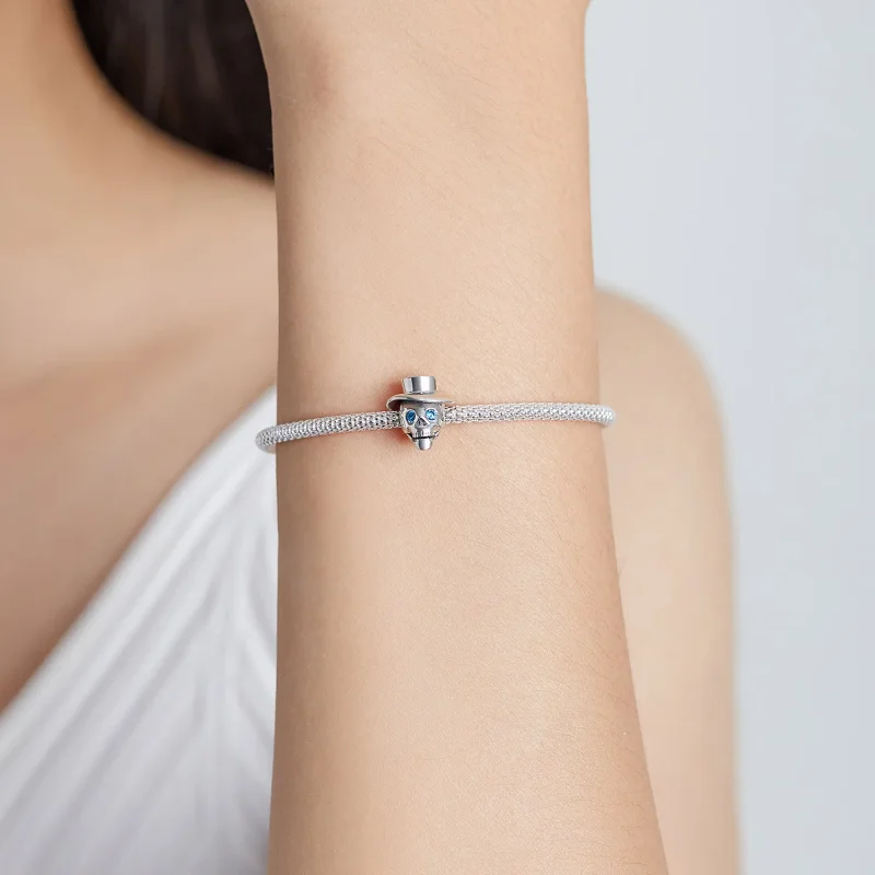 (slika za) Pandora Style Gentleman Skull Charm - BSC525 - Ogled 5