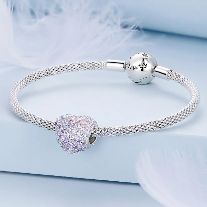 (slika za) Pandora Style Gradient Heart Obesek - BSC624 - Ogled 4