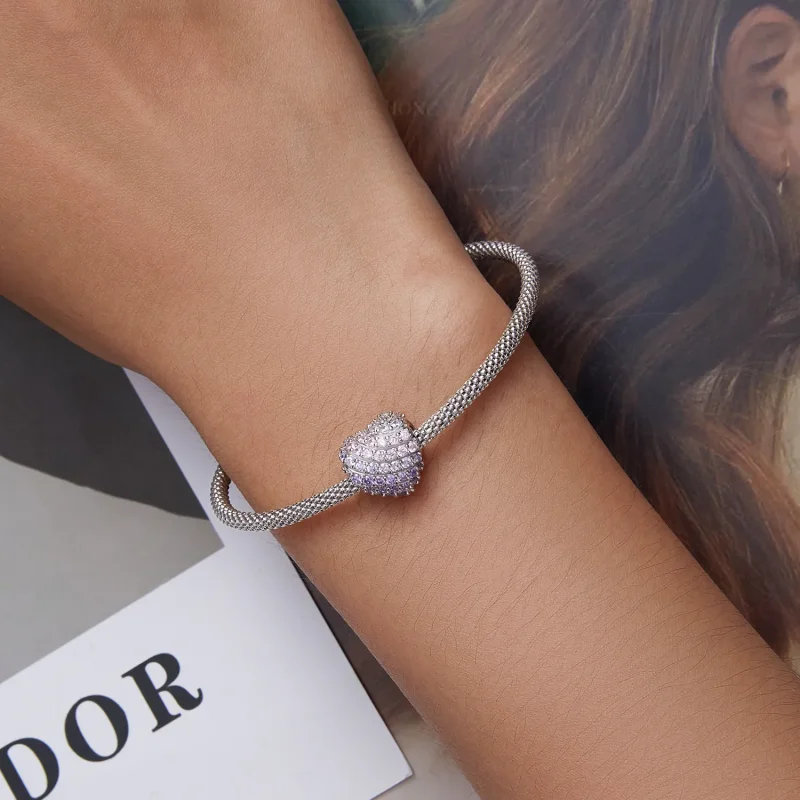 (slika za) Pandora Style Gradient Heart Obesek - BSC624 - Ogled 5