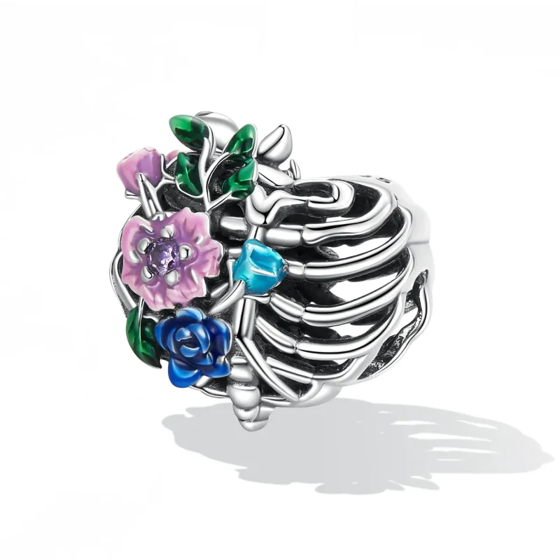 (slika za) Pandora Style Love Rib Flower Obesek - SCC2239 - Ogled 2