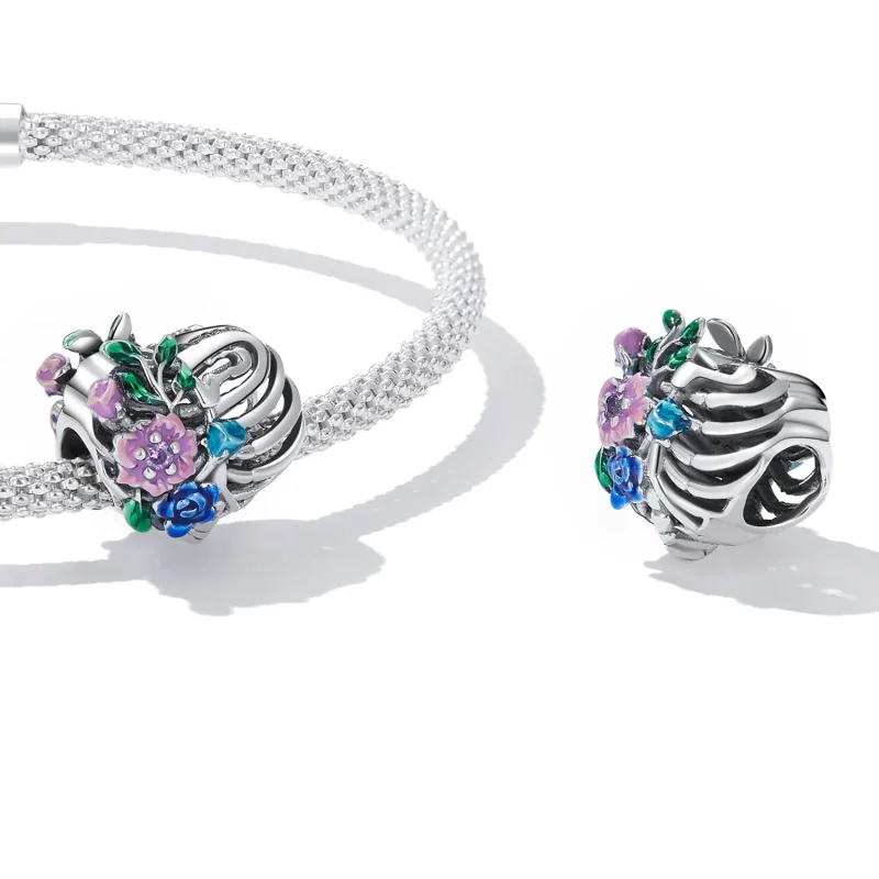 (slika za) Pandora Style Love Rib Flower Obesek - SCC2239 - Ogled 4
