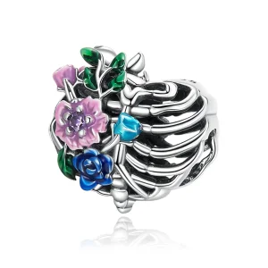 (slika za) Pandora Style Love Rib Flower Obesek - SCC2239