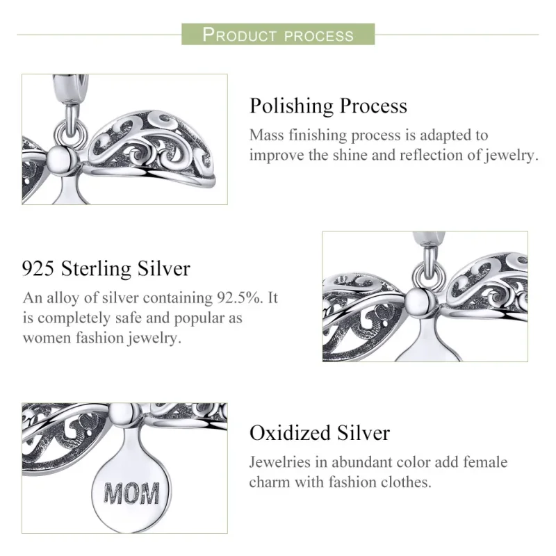 (slika za) Pandora Style Silver Gartitude For Mom Viseči - SCC1008 - Ogled 6