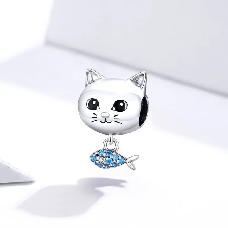 (slika za) Pandora Style Silver Kitty Love Fish Charm - BSC226 - Ogled 2