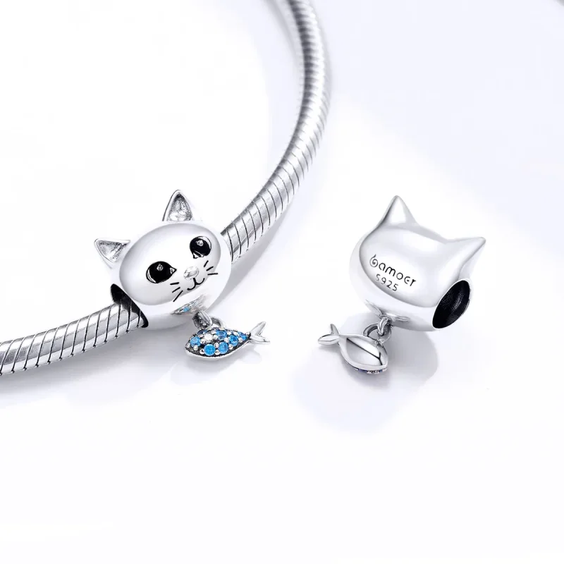 (slika za) Pandora Style Silver Kitty Love Fish Charm - BSC226 - Ogled 4