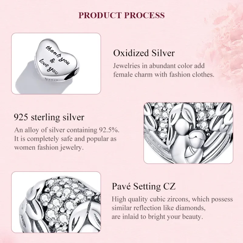 (slika za) Pandora Style Silver Obesek hvala in ljubezen - SCC1462 - Ogled 7