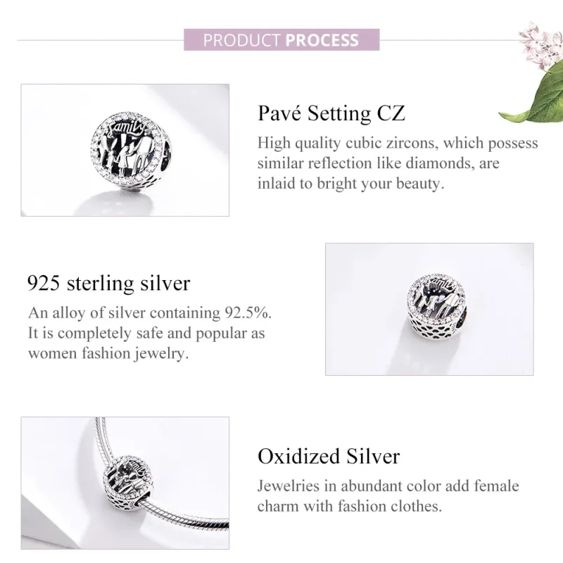 (slika za) Pandora Style Silver Obesek Moja družina - SCC1184 - Ogled 4