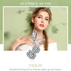 Pandora Style Silver Pavé viseča violina - SCC1078