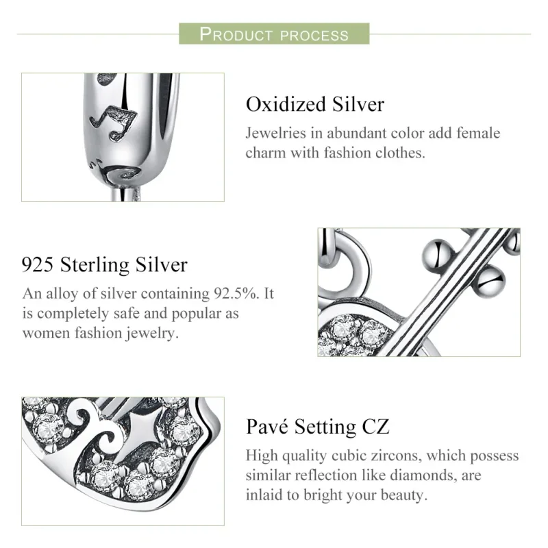 (slika za) Pandora Style Silver Pavé viseča violina - SCC1078 - Ogled 4