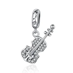 Pandora Style Silver Pavé viseča violina - SCC1078 (slika za) Pandora Style Silver Pavé viseča violina - SCC1078