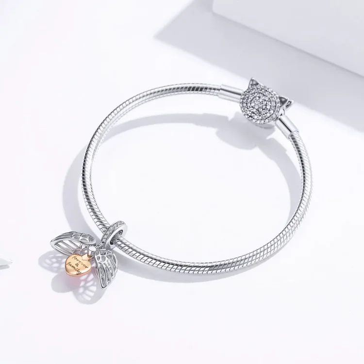 Pandora Style Silver & Rose Gold Forever & Family Viseči - SCC1299
