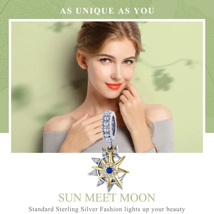 Pandora Style srebrna in pozlačena pavé obeska Sun Meet Moon - SCC1135