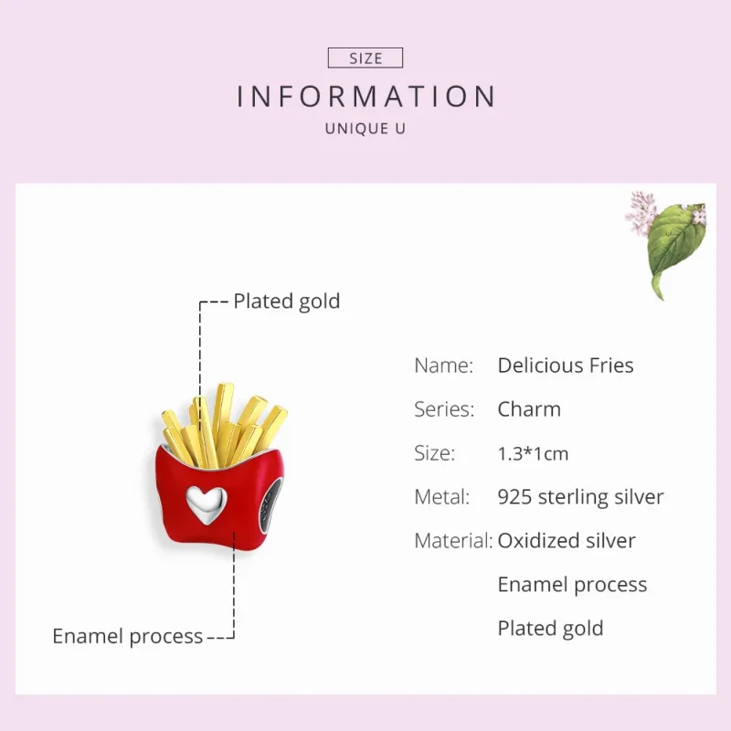 (slika za) Pandora Style Two Tone Delicious Fries Charm - SCC1606 - Ogled 7