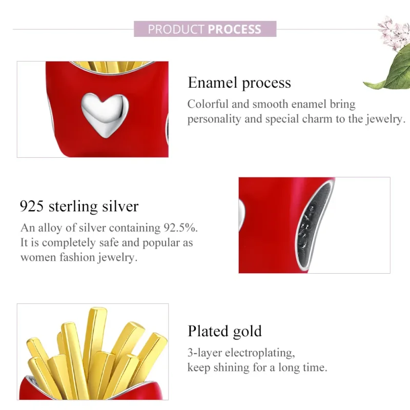 (slika za) Pandora Style Two Tone Delicious Fries Charm - SCC1606 - Ogled 8