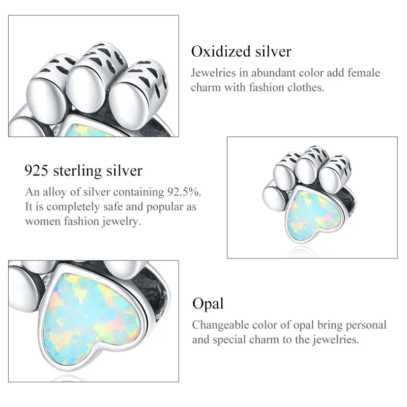 (slika za) Srebrn obesek s srčkano pasjo tačko v stilu Pandora - SCC1676 - Ogled 7