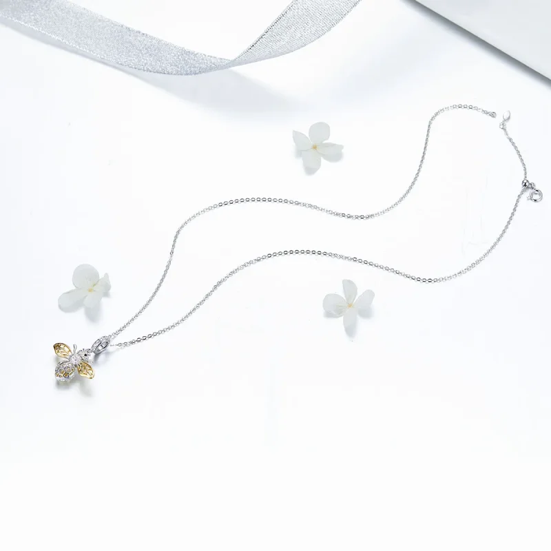 (slika za) Srebrna in pozlačena viseča čebela v slogu Pandora - SCC1125 - Ogled 5