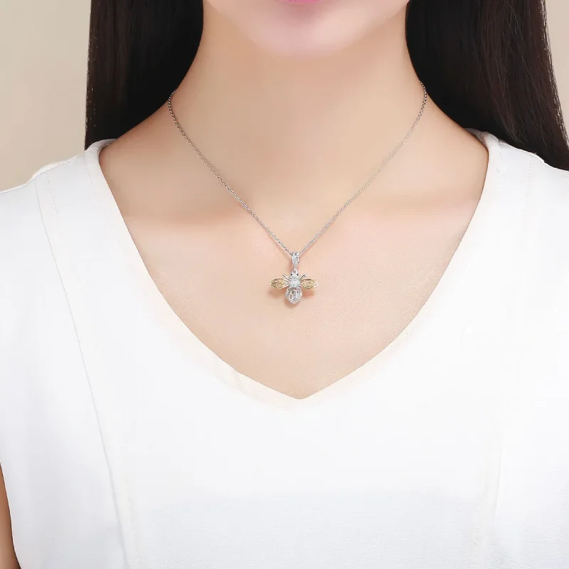 (slika za) Srebrna in pozlačena viseča čebela v slogu Pandora - SCC1125 - Ogled 9