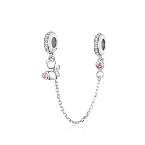 (slika za) Srebrna ljubka varnostna veriga za mačke Pandora Style - SCC1233