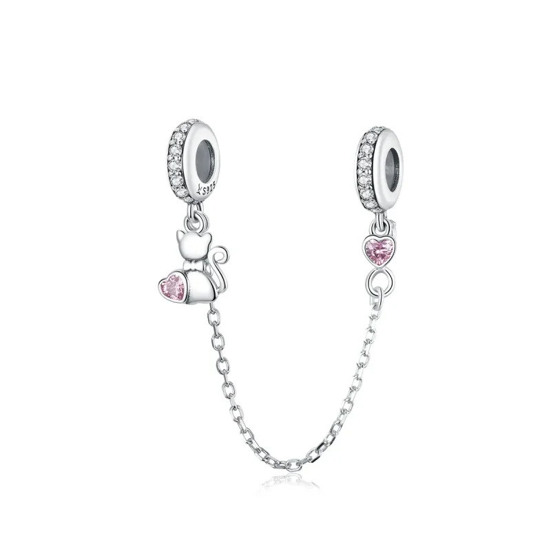 (slika za) Srebrna ljubka varnostna veriga za mačke Pandora Style - SCC1233 - Slika izdelka