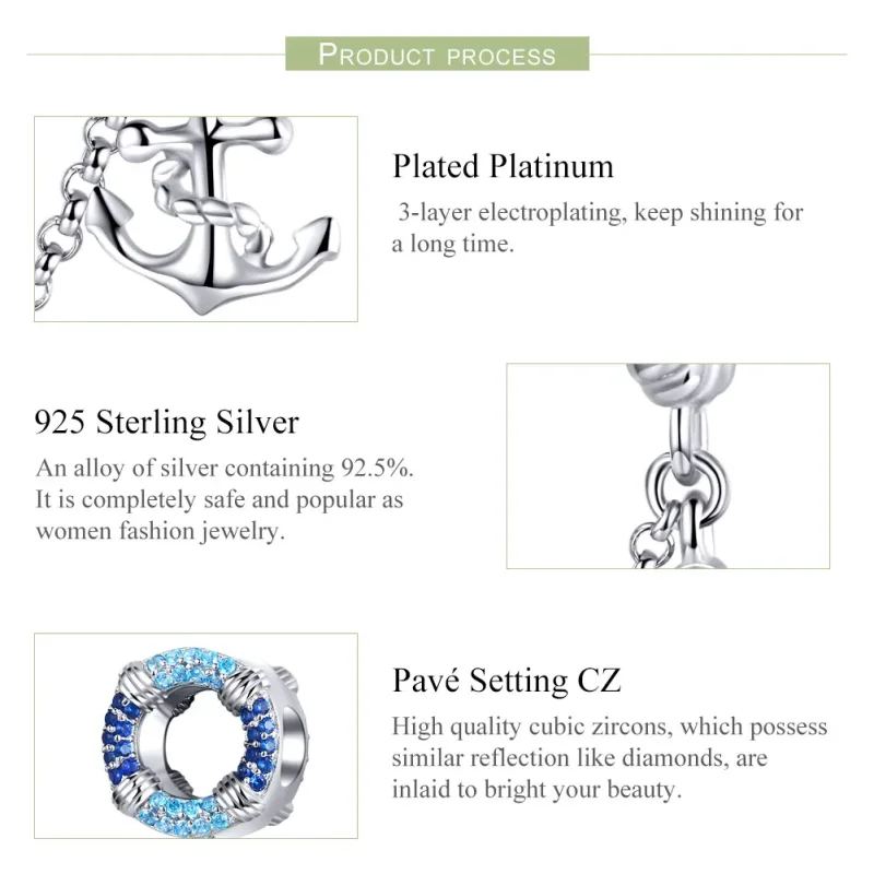 (slika za) Srebrna varnostna veriga iz navtičnega obdobja v slogu Pandora - SCC1149 - Ogled 4