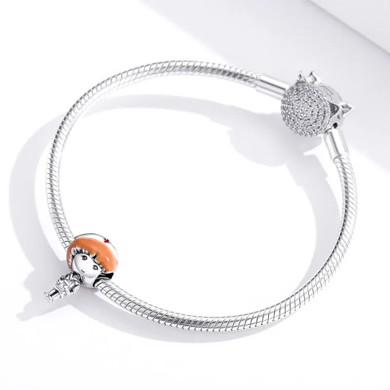 (slika za) Srebrni angel v stilu Pandora v belem obesku Nurse Rn - SCC1548 - Ogled 2