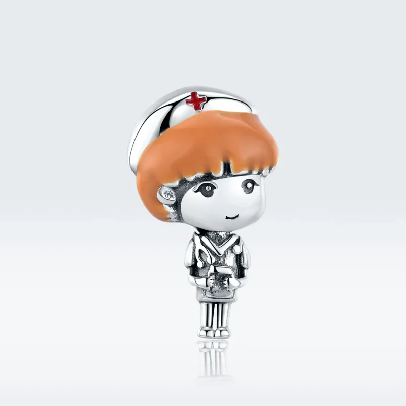 (slika za) Srebrni angel v stilu Pandora v belem obesku Nurse Rn - SCC1548 - Ogled 5