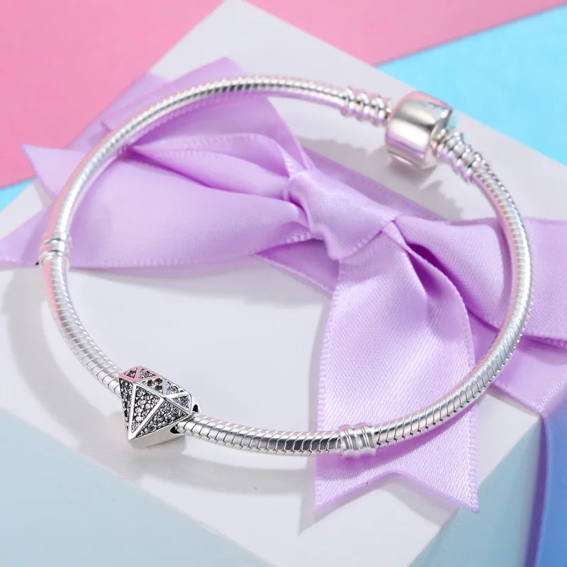 (slika za) Srebrni diamantni ljubezenski obesek v stilu Pandora - SCC397 - Ogled 4