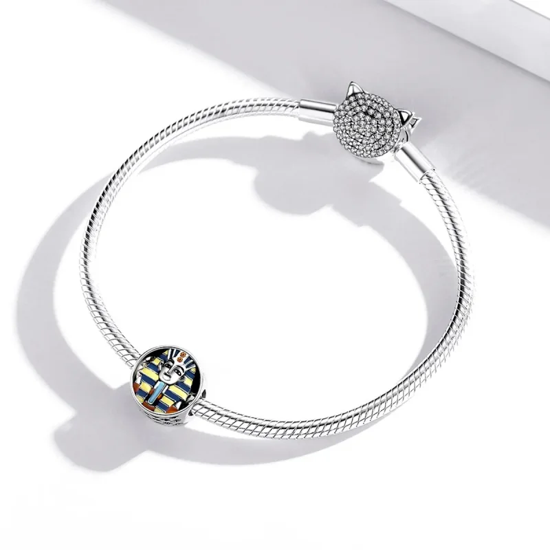 (slika za) Srebrni Egipt v slogu Pandora - obesek faraon - SCC1858 - Ogled 3