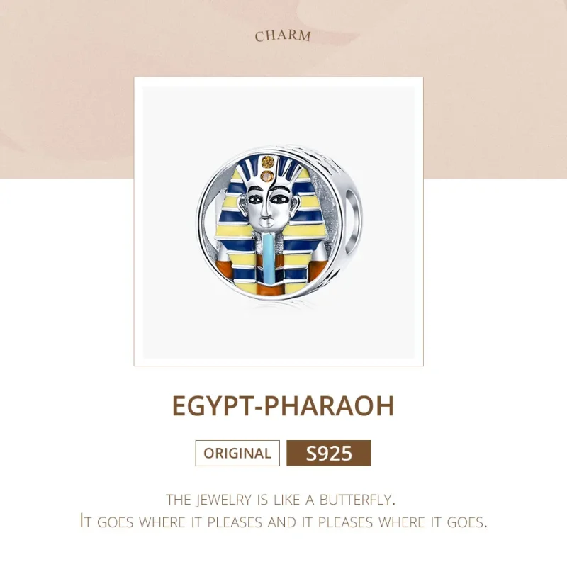 (slika za) Srebrni Egipt v slogu Pandora - obesek faraon - SCC1858 - Ogled 5