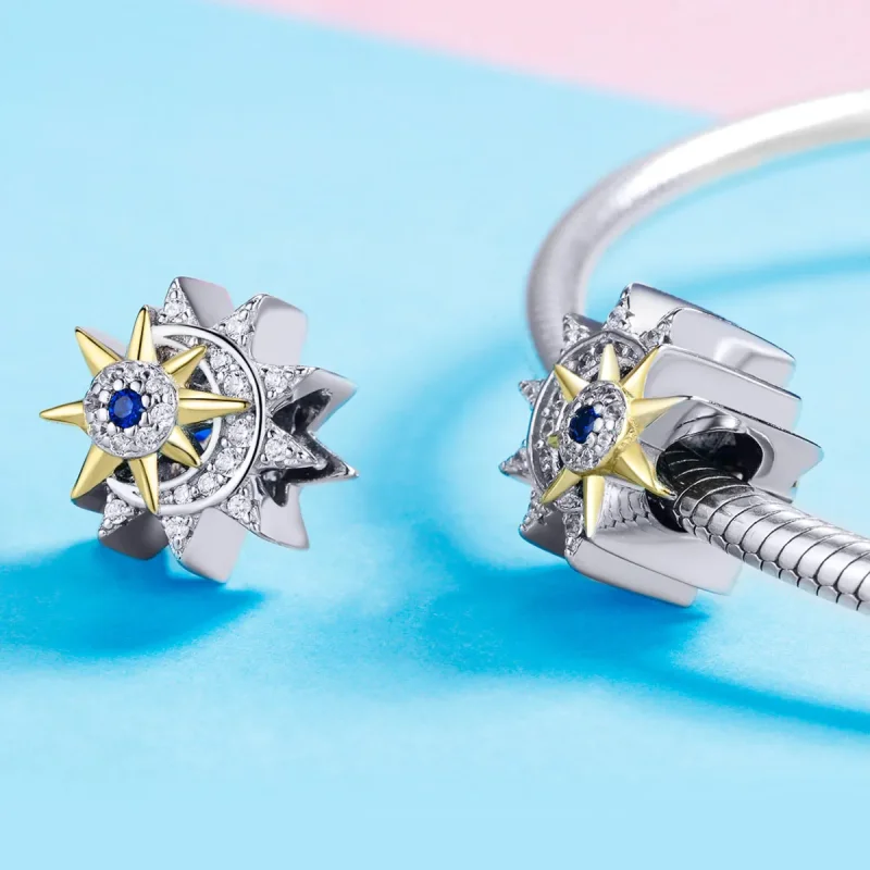 (slika za) Srebrni in pozlačeni čar Pandora sreča sonce in luno - SCC1137 - Ogled 3