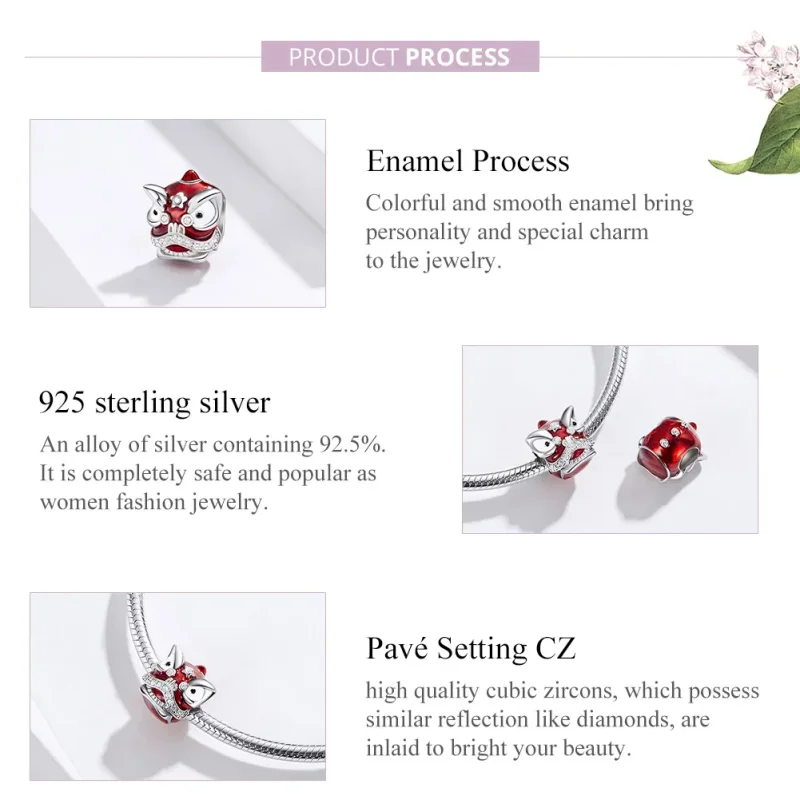 (slika za) Srebrni levji plesni obesek Pandora Style - BSC086 - Ogled 7