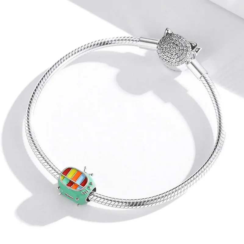 (slika za) Srebrni mini barvni TV obesek Pandora Style - SCC1861 - Ogled 3
