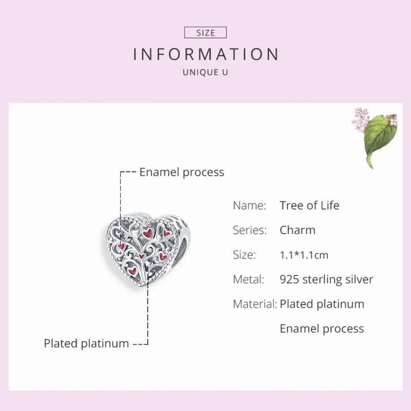 (slika za) Srebrni obesek Drevo življenja v stilu Pandora - BSC279 - Ogled 7