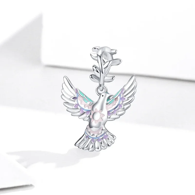 (slika za) Srebrni obesek golob miru v stilu Pandora - BSC295 - Ogled 2